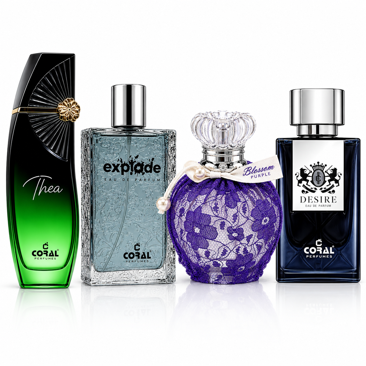 Coral Perfumes 4-Piece EDP Combo Set for Men & Women