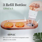 Coral Scent Trio Smart Diffuser Combo – Diffuser Machine + 3 x 300ml Aroma Oils