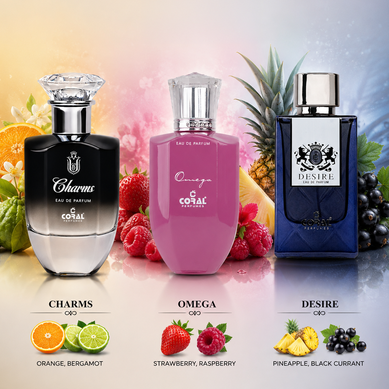 Coral  Essence Trio – Luxury 3 Perfume Set