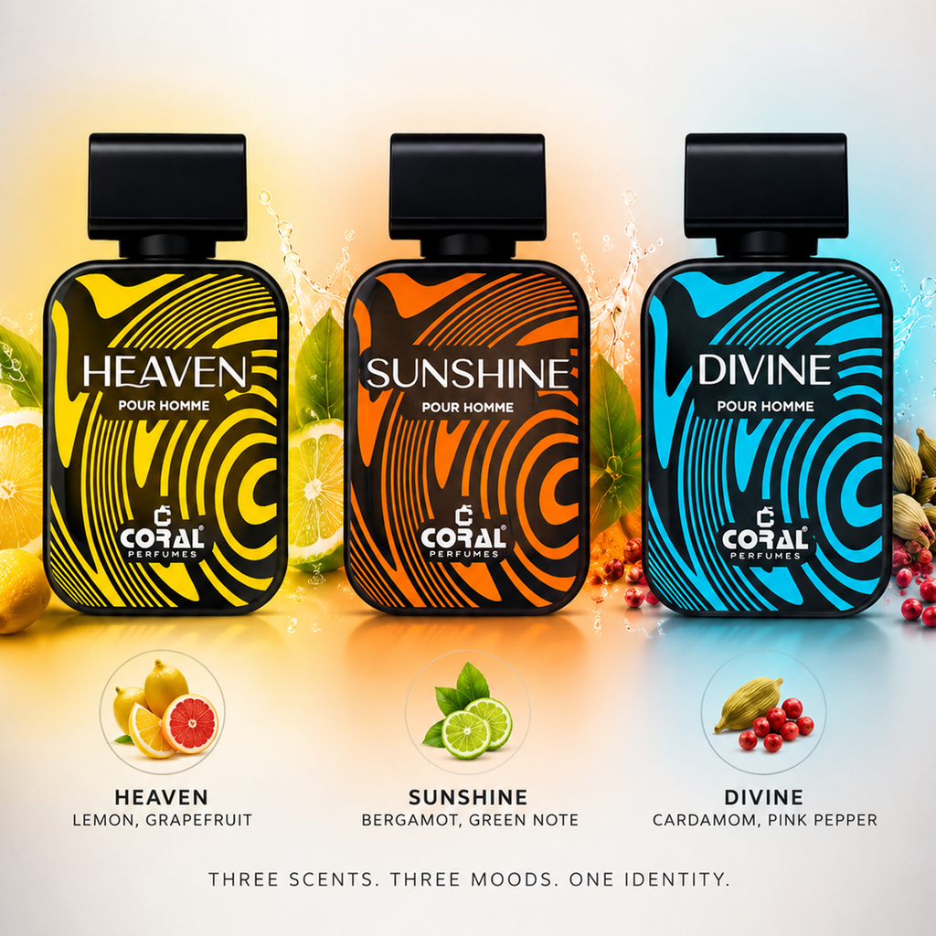 Coral Divine, Sunshine & Heaven For Men EDP Combo - 3 x 100ml