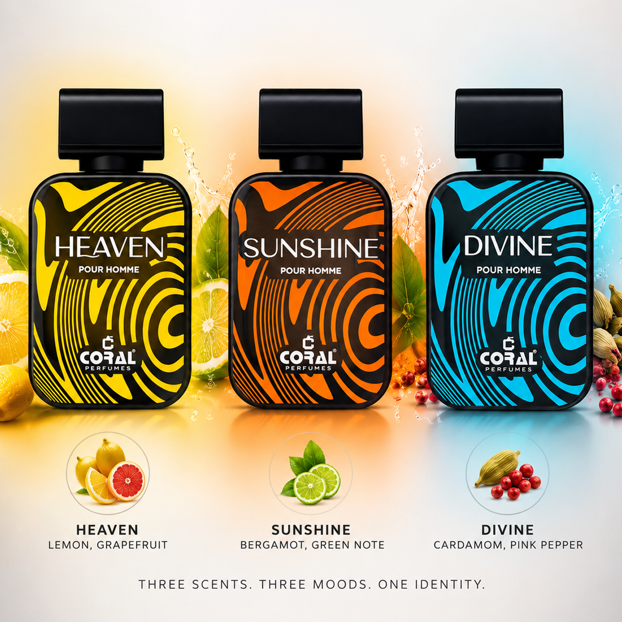 Coral Divine, Sunshine & Heaven For Men EDP Combo - 3 x 100ml