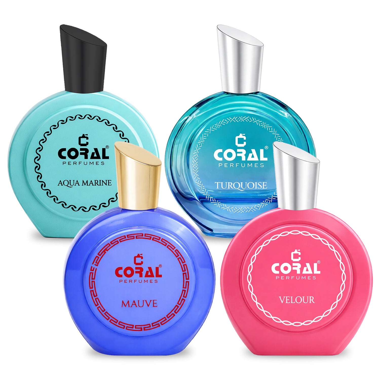 Coral Aquamarine, Velour, Mauve & Turquoise Unisex EDP Collection - 4 x 100ml