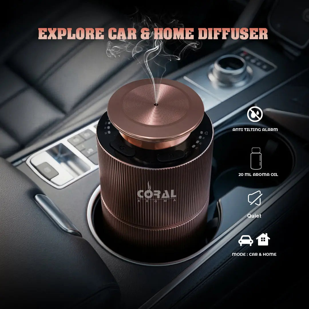 Coral Aroma Explore Car Diffuser - Rose Gold + 20Ml Oil