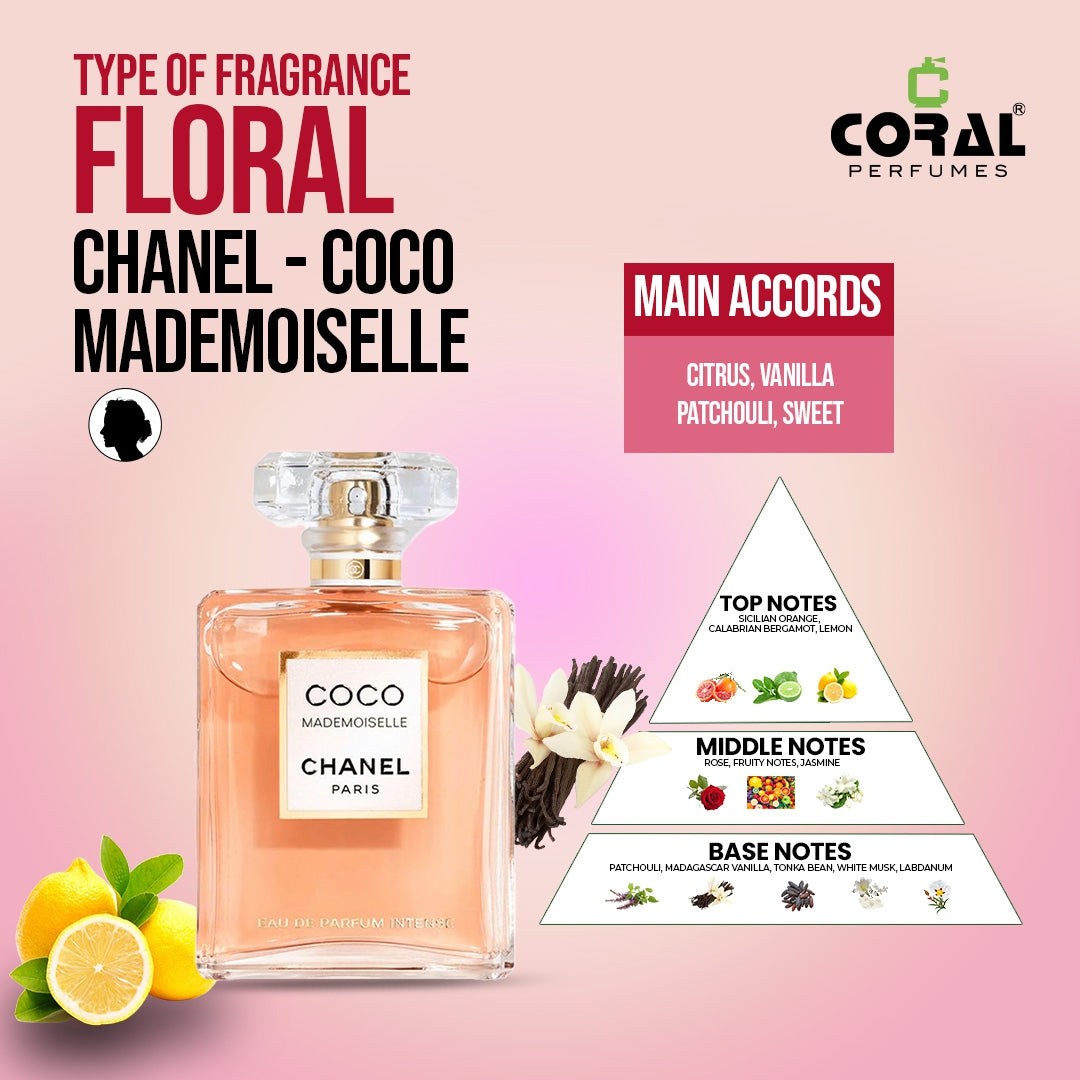 Chanel Coco Mademoiselle Intense Eau de Parfum for women in 100ml bottle, showcasing elegant packaging and fragrance notes