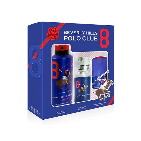 BEVERLY HILLS POLO SPORT CLUB NO.8 EDP 50ML+ DEODORANT 150 ML + ANTI-PERSPIRANT ROLL ON 50ML SET FOR WOMEN