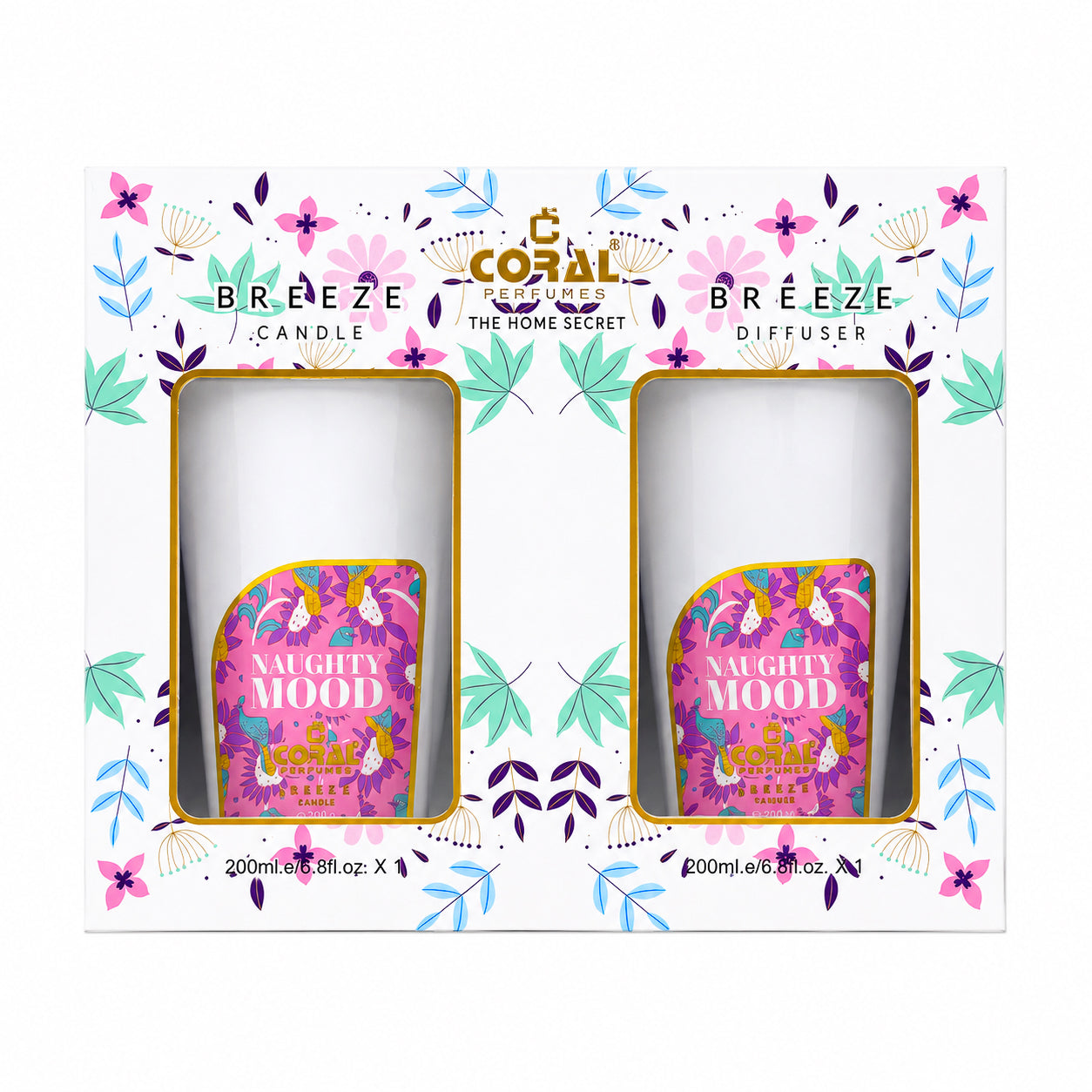 CORAL NAUGHTY MOOD CANDLE + DIFFUSER / 200 G + 200 ML SET