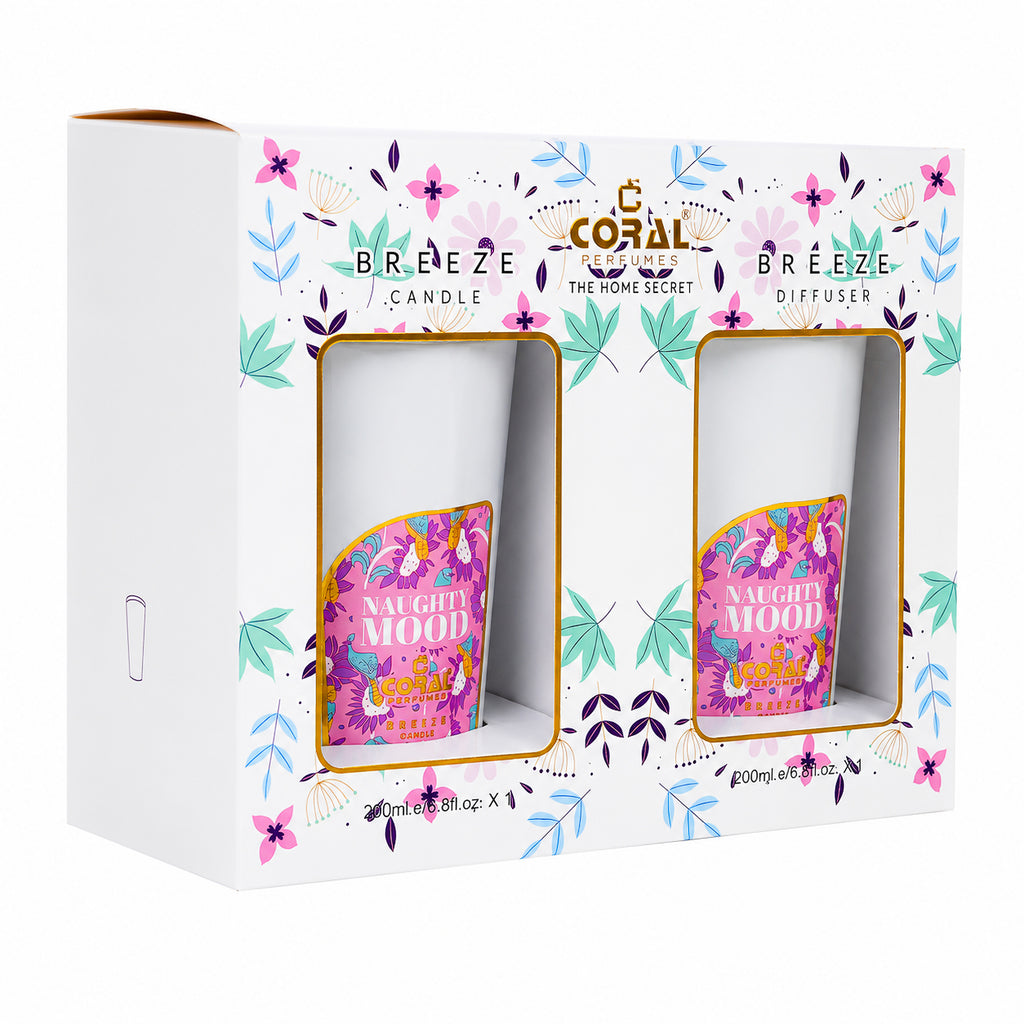 CORAL NAUGHTY MOOD CANDLE + DIFFUSER / 200 G + 200 ML SET