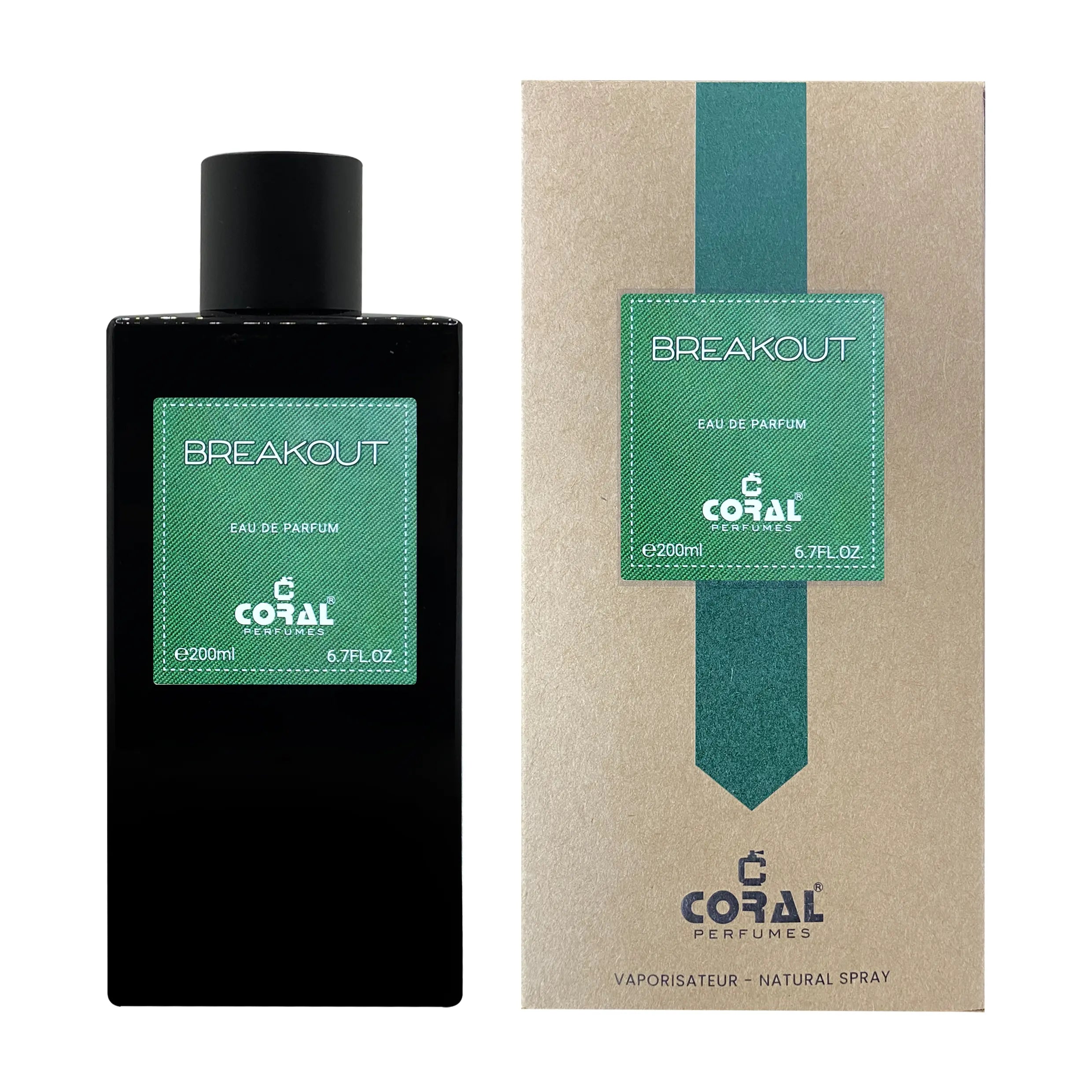 Bin Kamal Perfumes Breakout for Men Eau De Parfum in a 200ml box and bottle with sleek design.