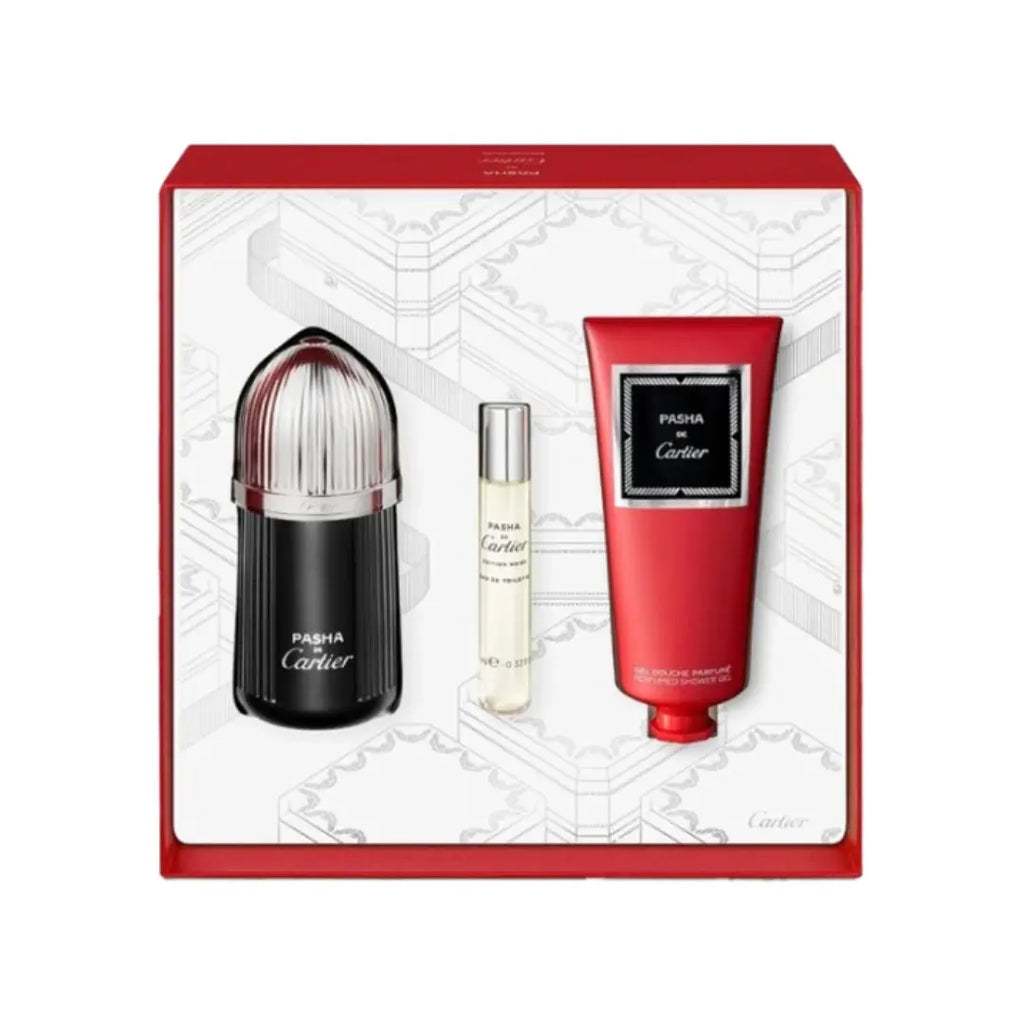 CARTIER PASHA EDITION NOIRE EDT 100ML+10ML+SG 100ML SET FOR MEN