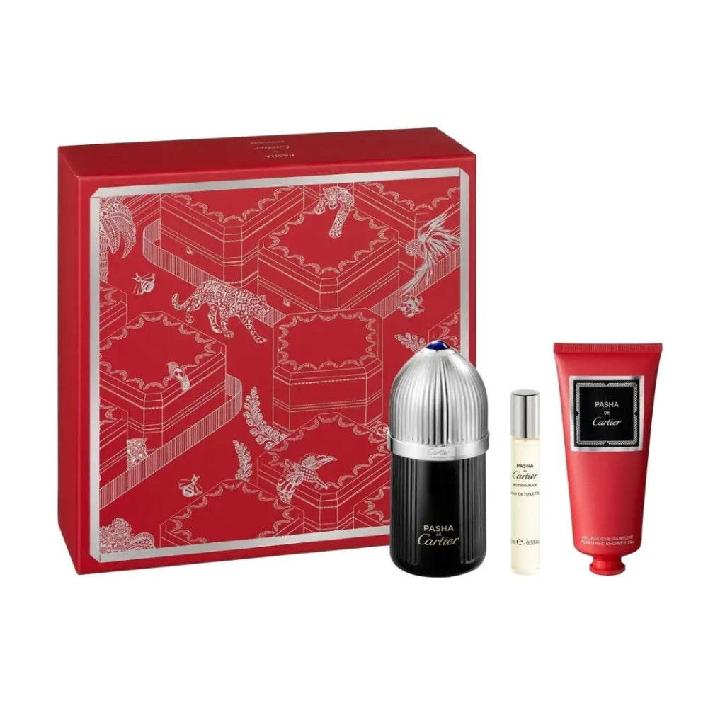 CARTIER PASHA EDITION NOIRE EDT 100ML+10ML+SG 100ML SET FOR MEN