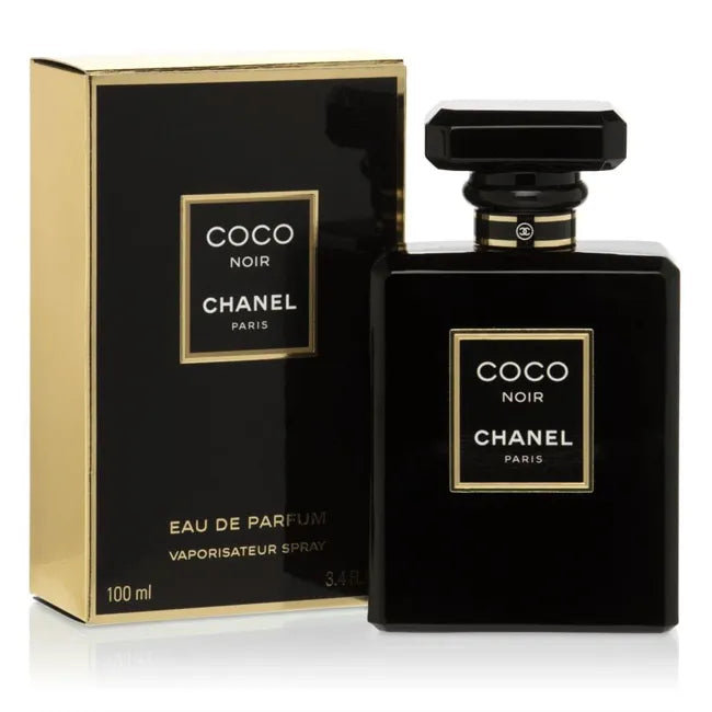 Chanel Coco Noir Eau de Parfum for women in a 100ml bottle, featuring a sleek black perfume bottle against a neutral background.
