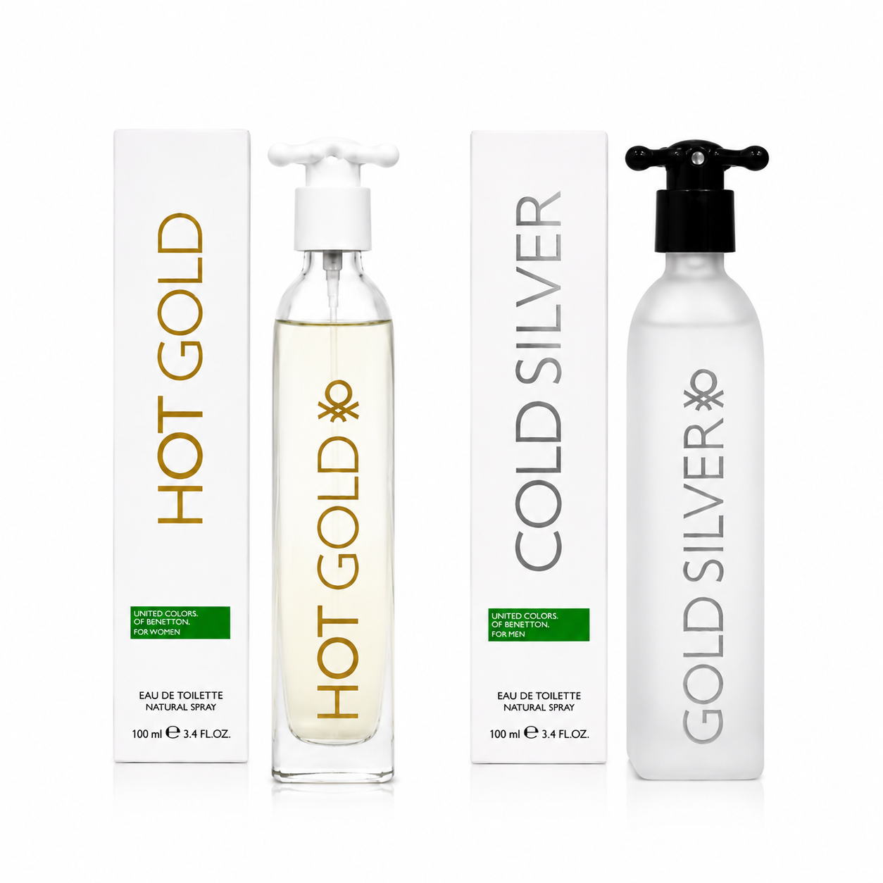 Benetton Hot Gold & Cold Silver Perfume Combo Set 100ml