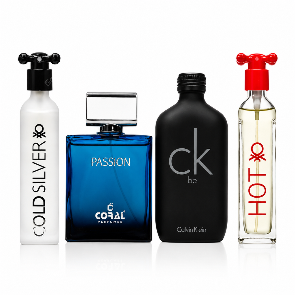 4 Perfume Combo for Men & Unisex | Passion EDP, Benetton Cold Silver, CK Be & Benetton Hot | 4 x 100ml