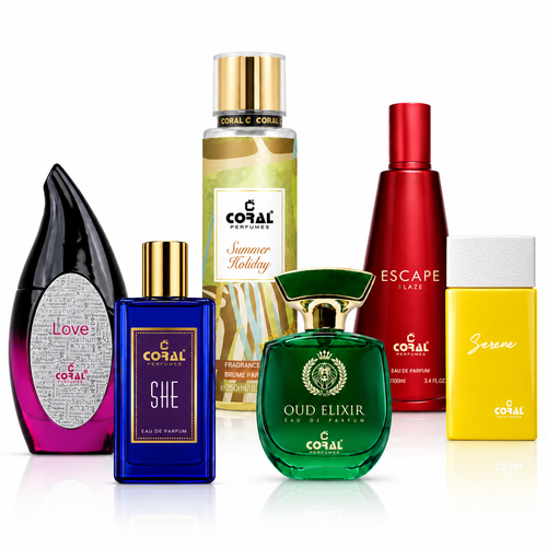Coral Perfumes 6-Piece Fragrance Combo for Men & Women