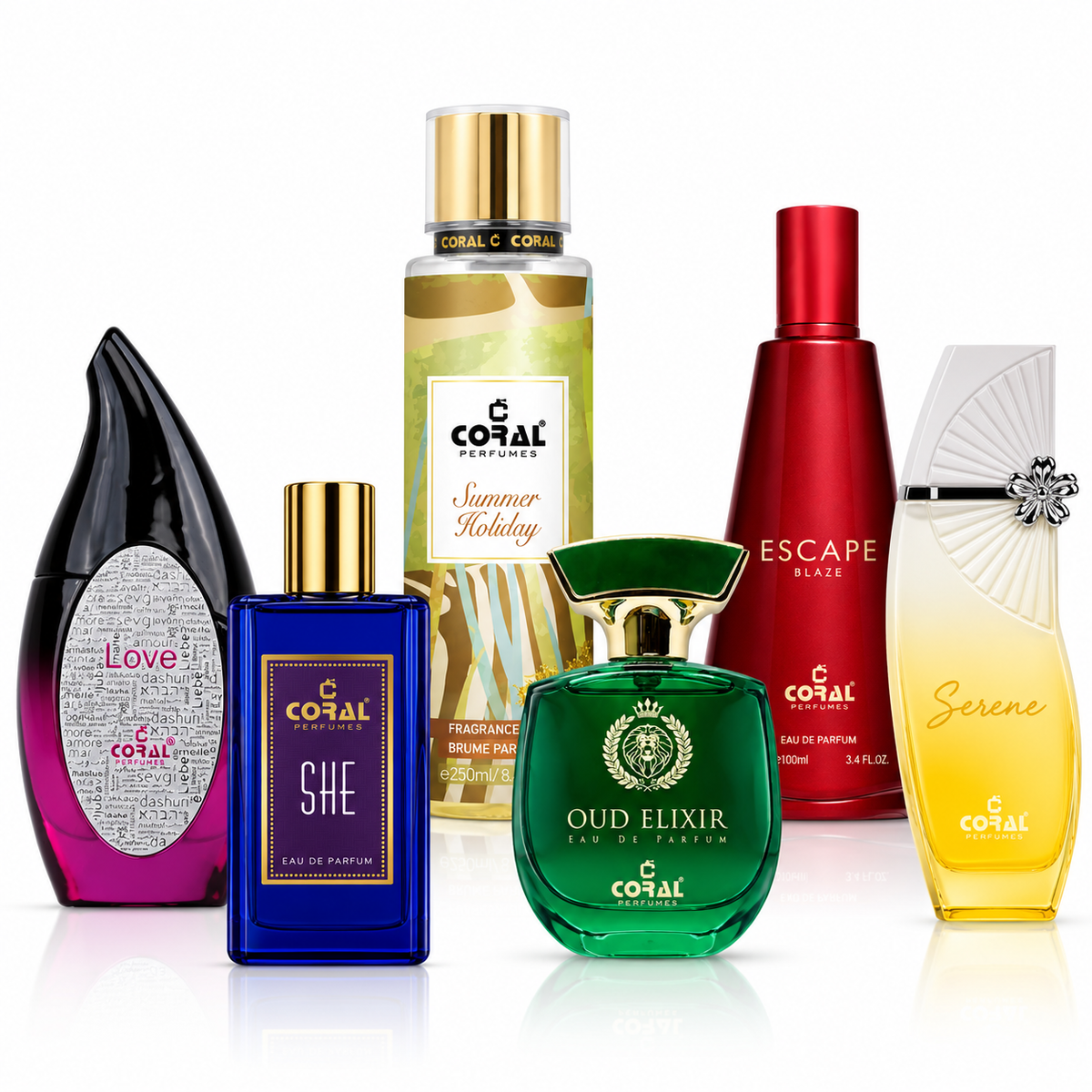 Coral Perfumes 6-Piece Fragrance Combo for Men & Women