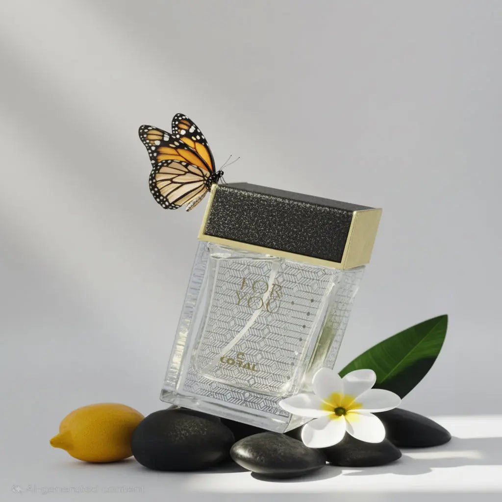 Coral For You Women Eau De Parfum 55ml bottle by Bin Kamal Perfumes, featuring a sleek coral-colored fragrance bottle.