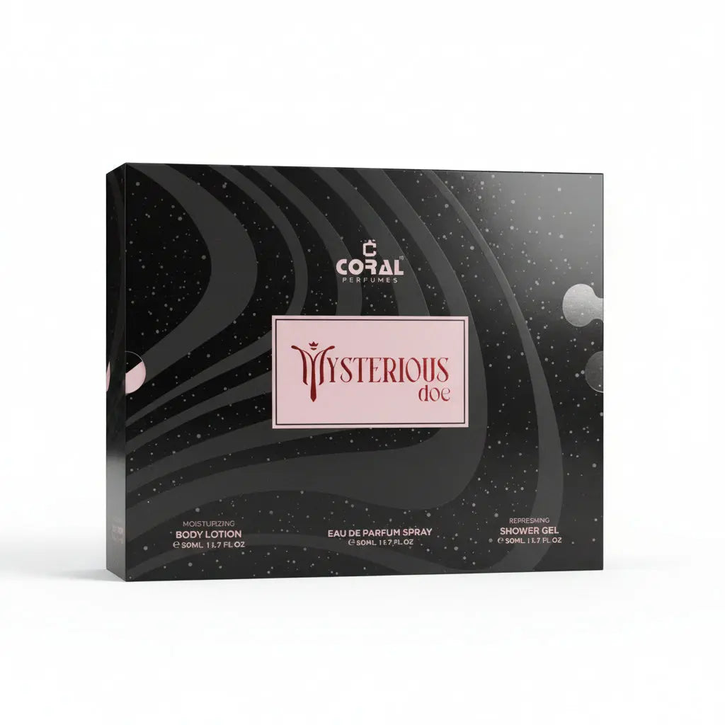 Coral Mysterious Doe Pour Femme Gift Set for Women – 50 ml EDP Fragrance + 50 ml Body Lotion + 50 ml Shower Gel