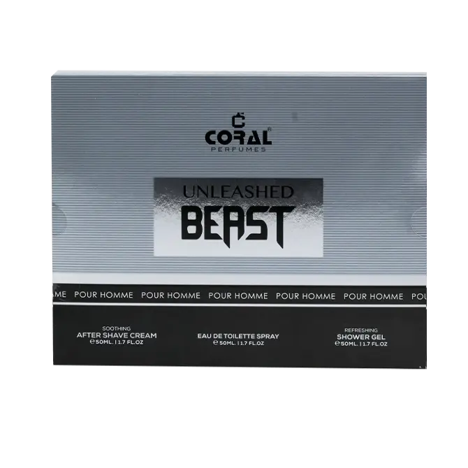 Coral Unleashed Beast Pour Homme Gift Set for Men – 50 ml EDT Fragrance + 50 ml After Shave + 50 ml Shower Gel