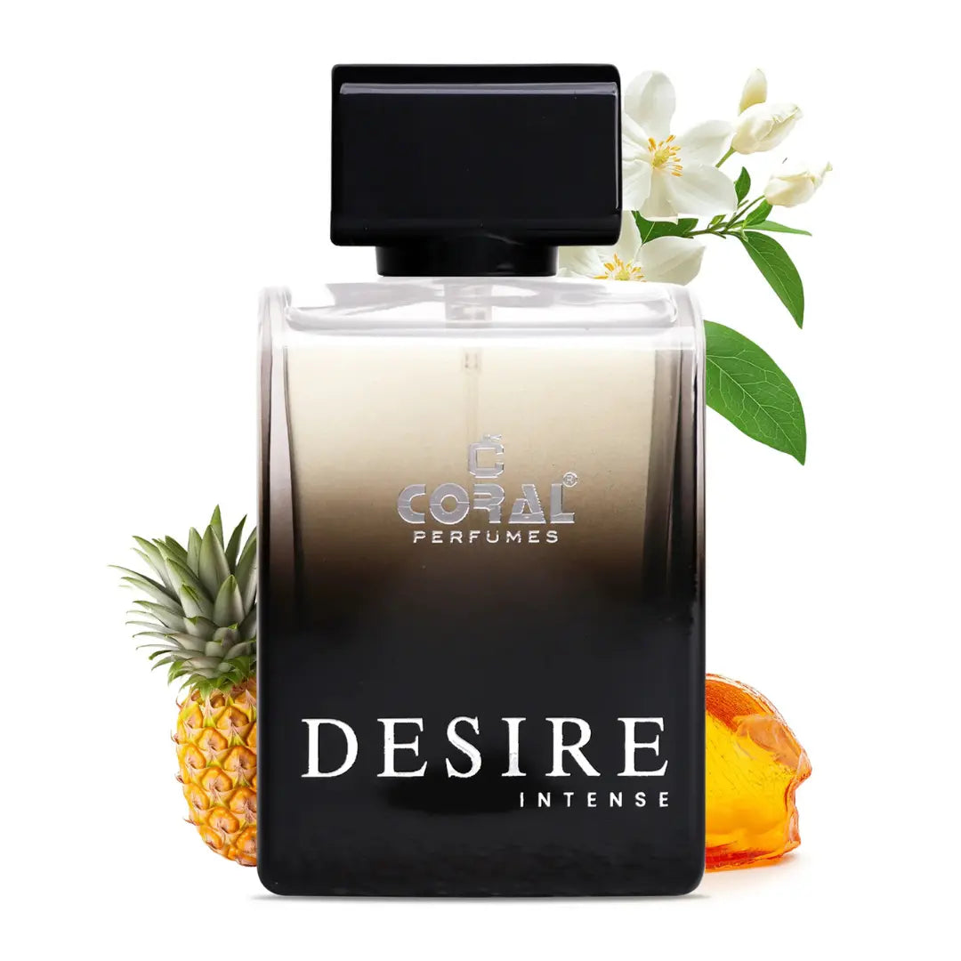 Bin Kamal Coral Desire Intense Men EDP 100ml bottle with sleek design and fragrance details visible.