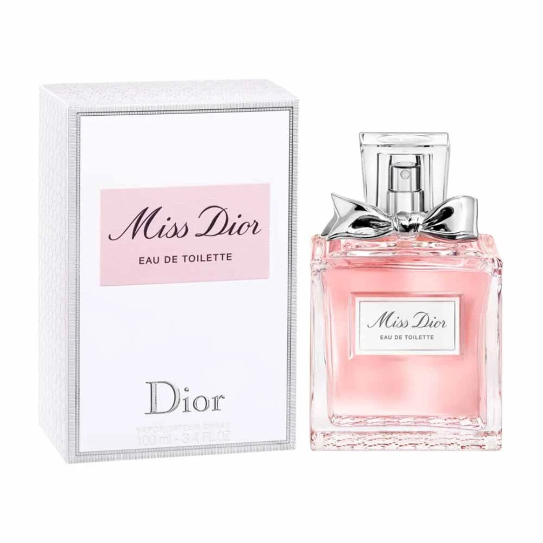 Christian Dior Miss Dior Eau de Toilette for women, 100ml bottle with elegant floral design, showcasing the perfume's feminine packaging.