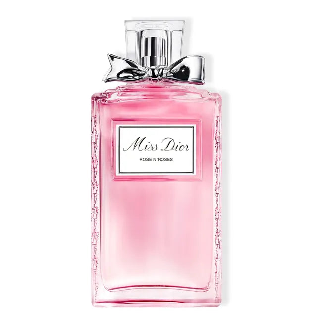Dior Miss Dior Rose N’ Roses EDT perfume bottle for women, featuring a floral design and 100ml size, on a neutral background.