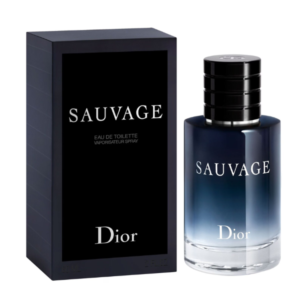 Dior Sauvage for Men Eau de Toilette 60ml bottle, featuring sleek design and dark blue fragrance cap.