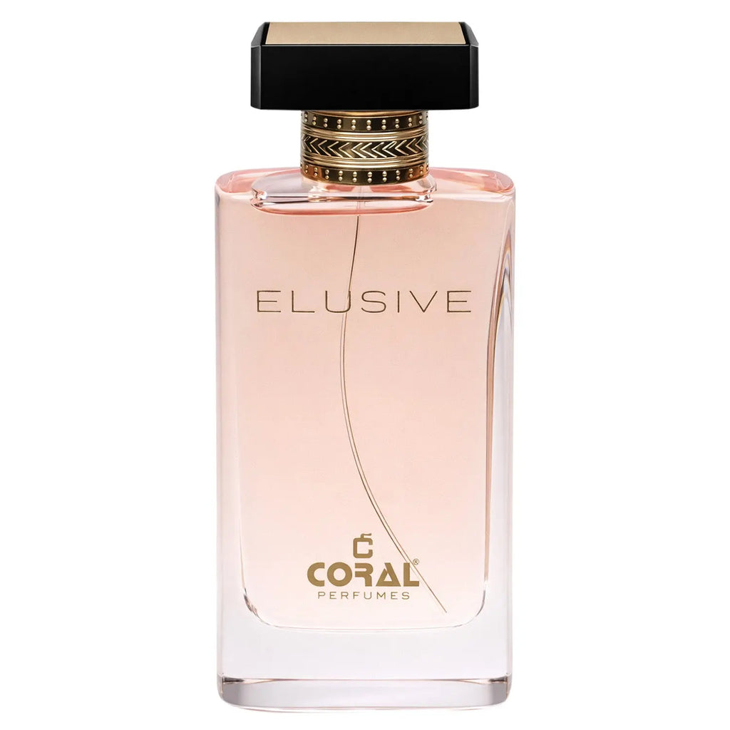 Bin Kamal Coral Elusive Women’s EDP bottle, 75ml, with elegant floral and fruity fragrance design.