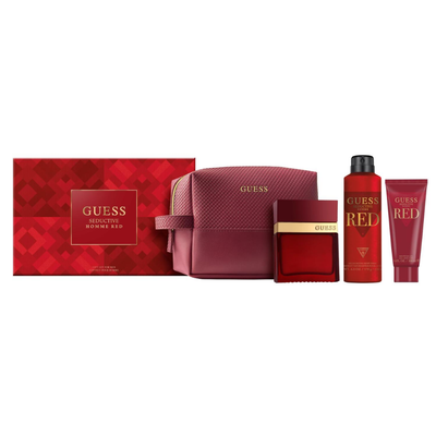 GUESS SEDUCTIVE RED EDT 100ML +SG 100 ML + BS 170G + POUCH SET FOR MEN