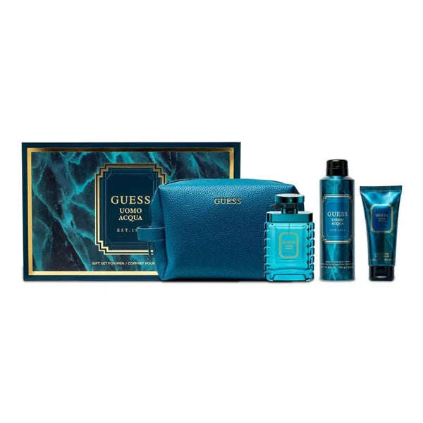 GUESS UOMO AQUA EDT 100ML +SG 100 ML + BS 170G +POUCH - SET FOR MEN