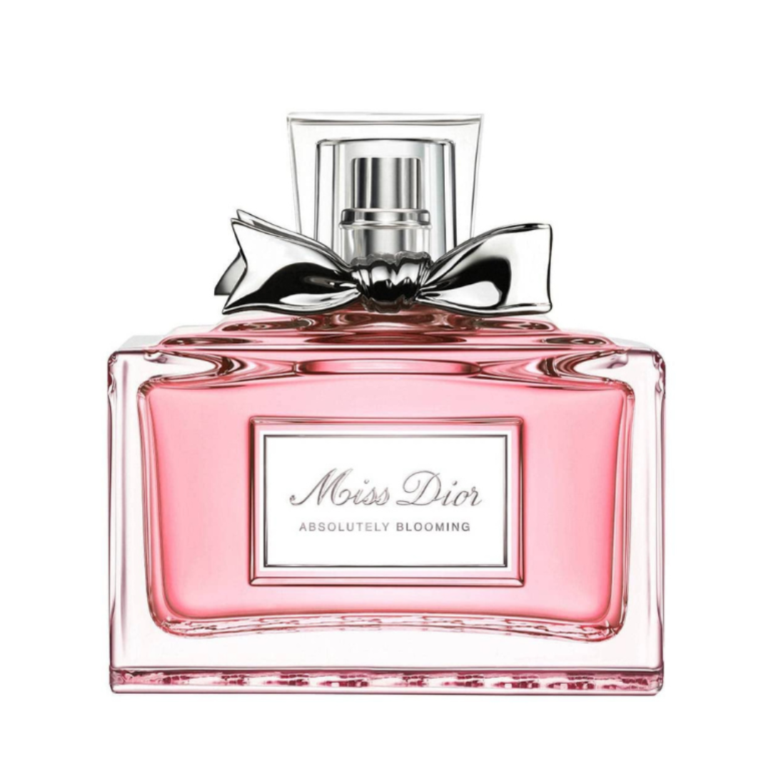 Dior Miss Dior Absolutely Blooming Eau de Parfum for women in 100ml bottle, featuring a floral fragrance with pink and gold accents.