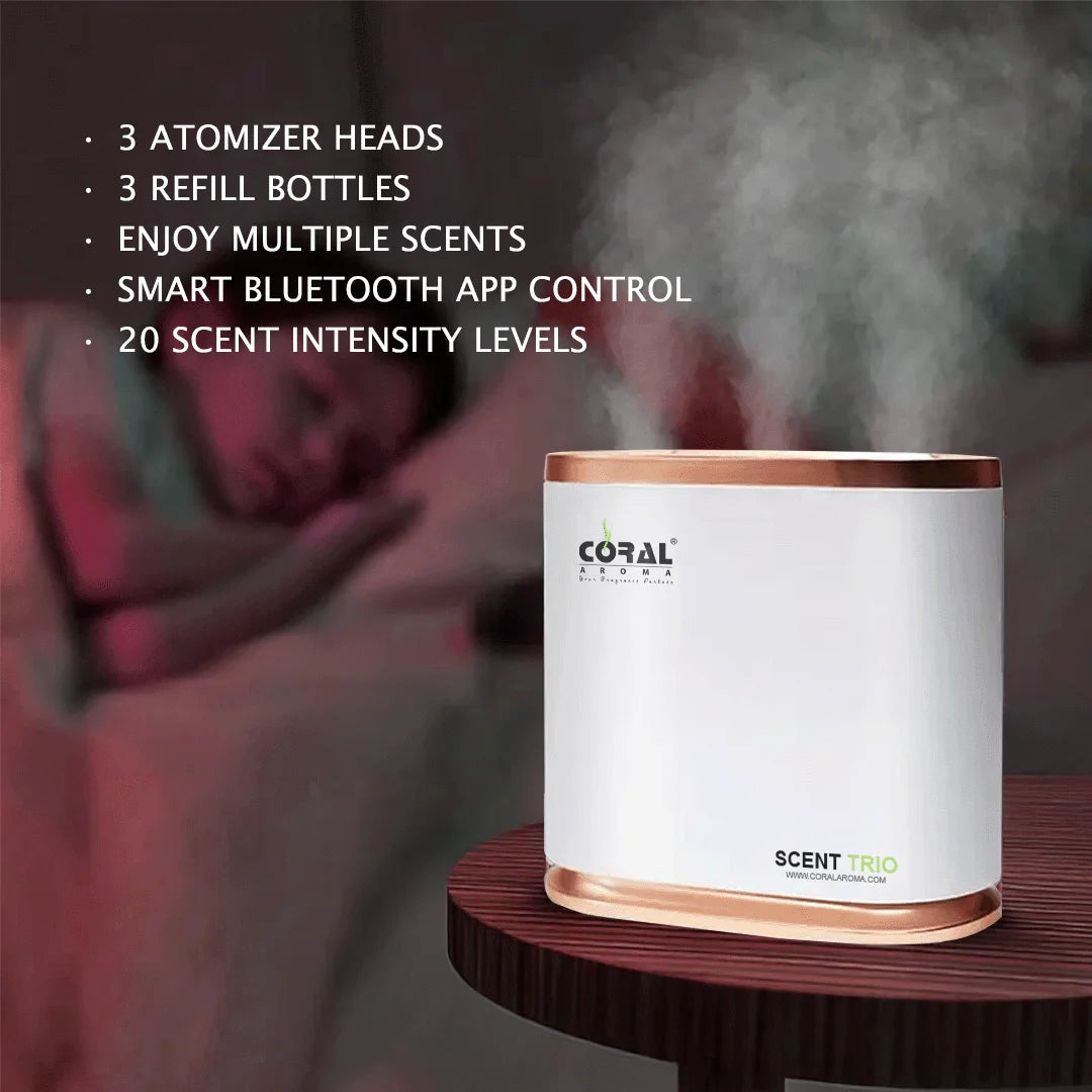 Coral Scent Trio Smart Diffuser Combo – Diffuser Machine + 3 x 300ml Aroma Oils