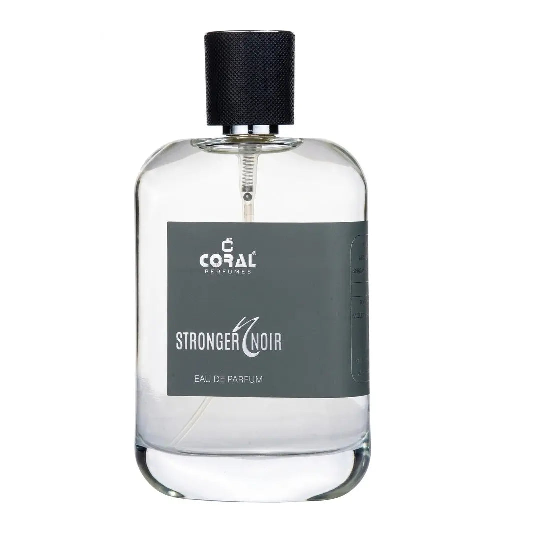Bin Kamal Perfumes Coral Stronger Noir EDP 200ml bottle with sleek black design and elegant label.