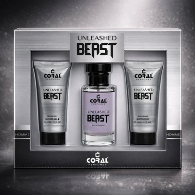 Coral Unleashed Beast Pour Homme Gift Set for Men – 50 ml EDT Fragrance + 50 ml After Shave + 50 ml Shower Gel