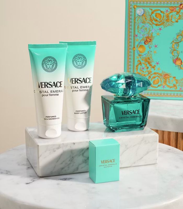 VERSACE CRYSTAL EMERALD EDP 90ML+5ML+BL 100ML+SG 100ML SET