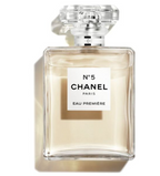 Chanel No.5 Eau Premiere Eau de Parfum bottle in 100ml, elegant glass container with white and gold accents.
