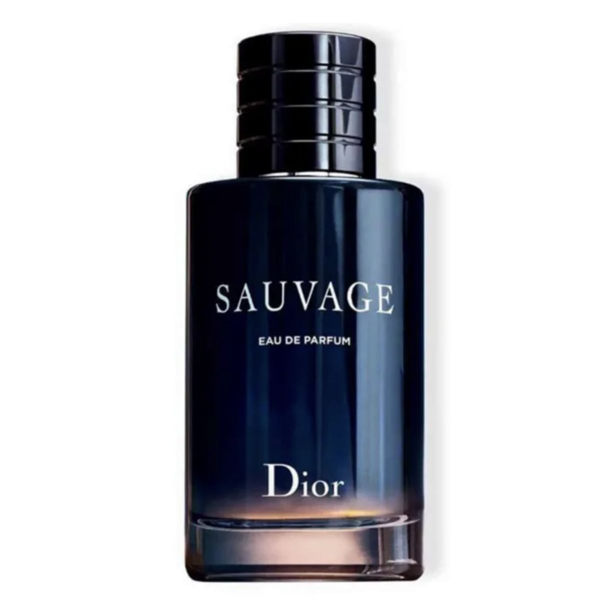 Dior Sauvage for Men Eau de Parfum 100ml bottle with sleek black and silver design, displayed on a neutral background.
