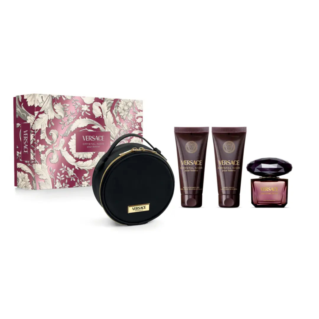 VERSACE CRYSTAL NOIR EDP 90 ML+ BL 100ML + B/SG 100ML + BEAUTY CASE SET FOR WOMEN
