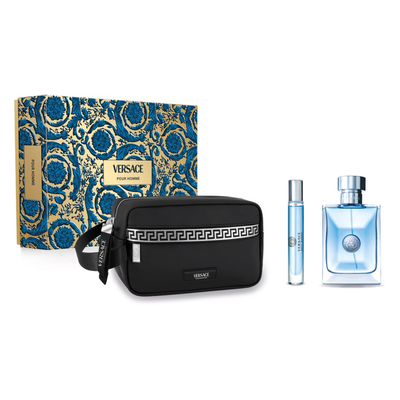 VERSACE POUR HOMME EDT 100ML + 10ML + BLACK TROUSSE SET FOR MEN