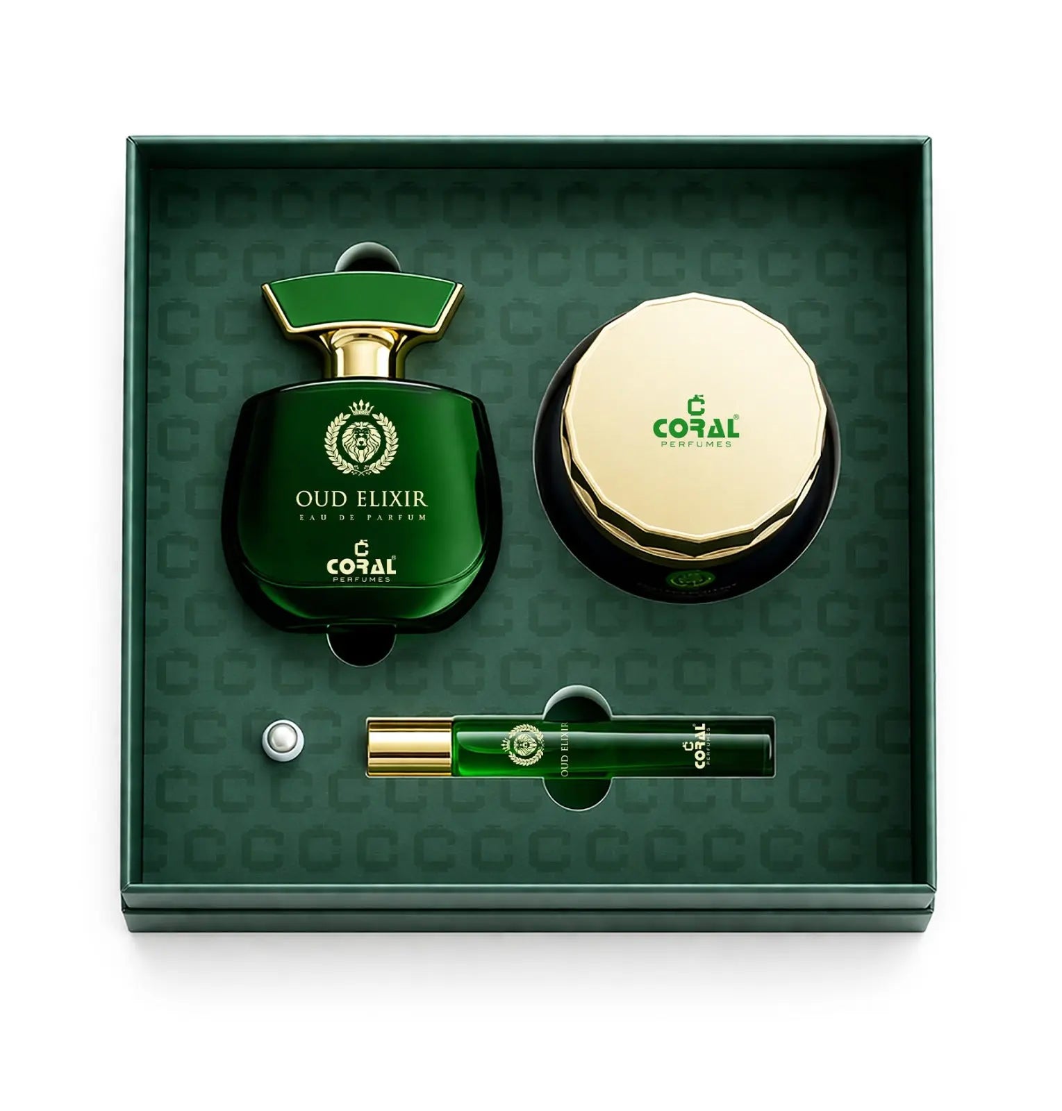 coral oud elixir gift set for unisex edp 100ml bukhoor 70 gm 10ml oil set