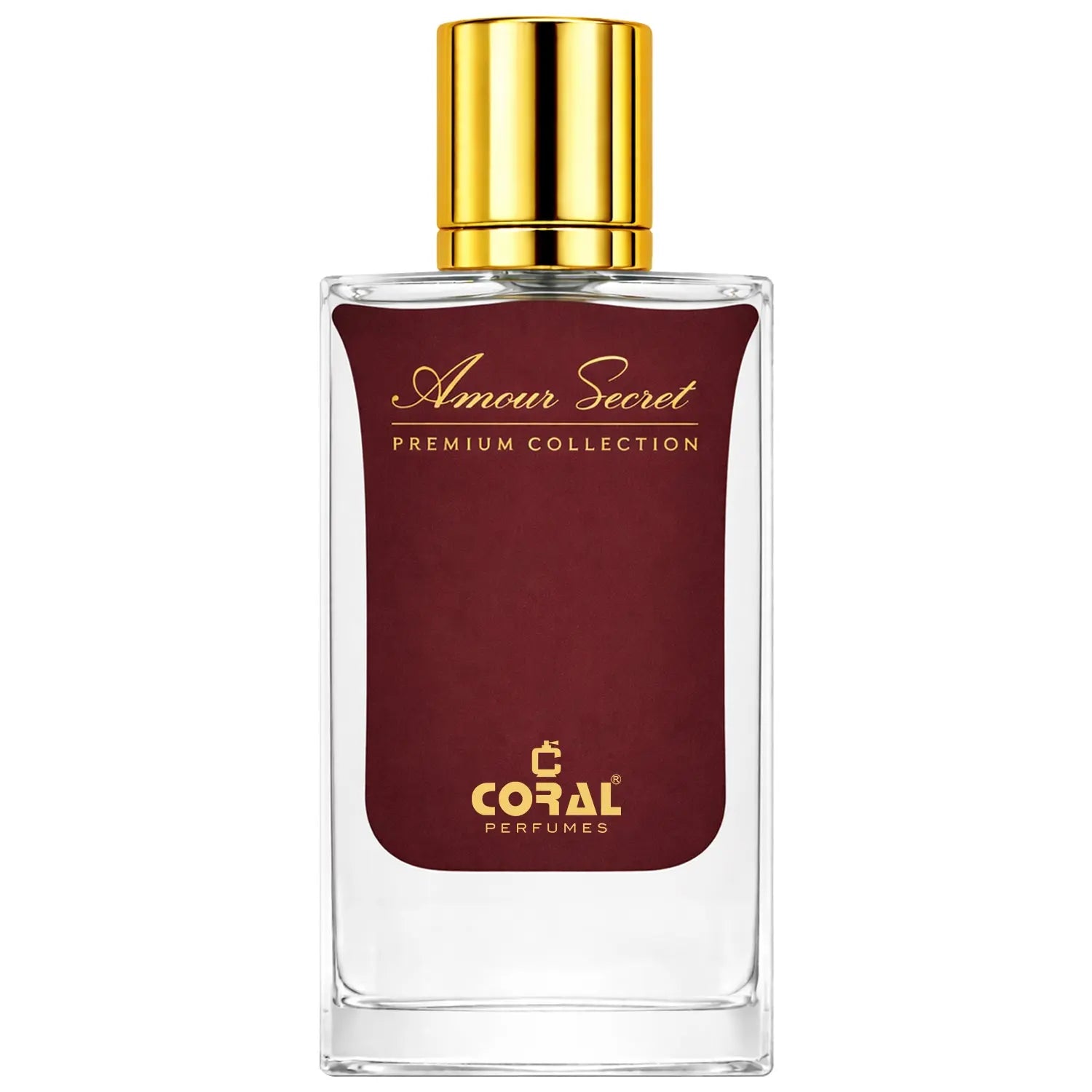 Coral Amour Secret unisex parfum bottle from Bin Kamal Perfumes' Premium Collection, 60ml glass perfume container with elegant design.