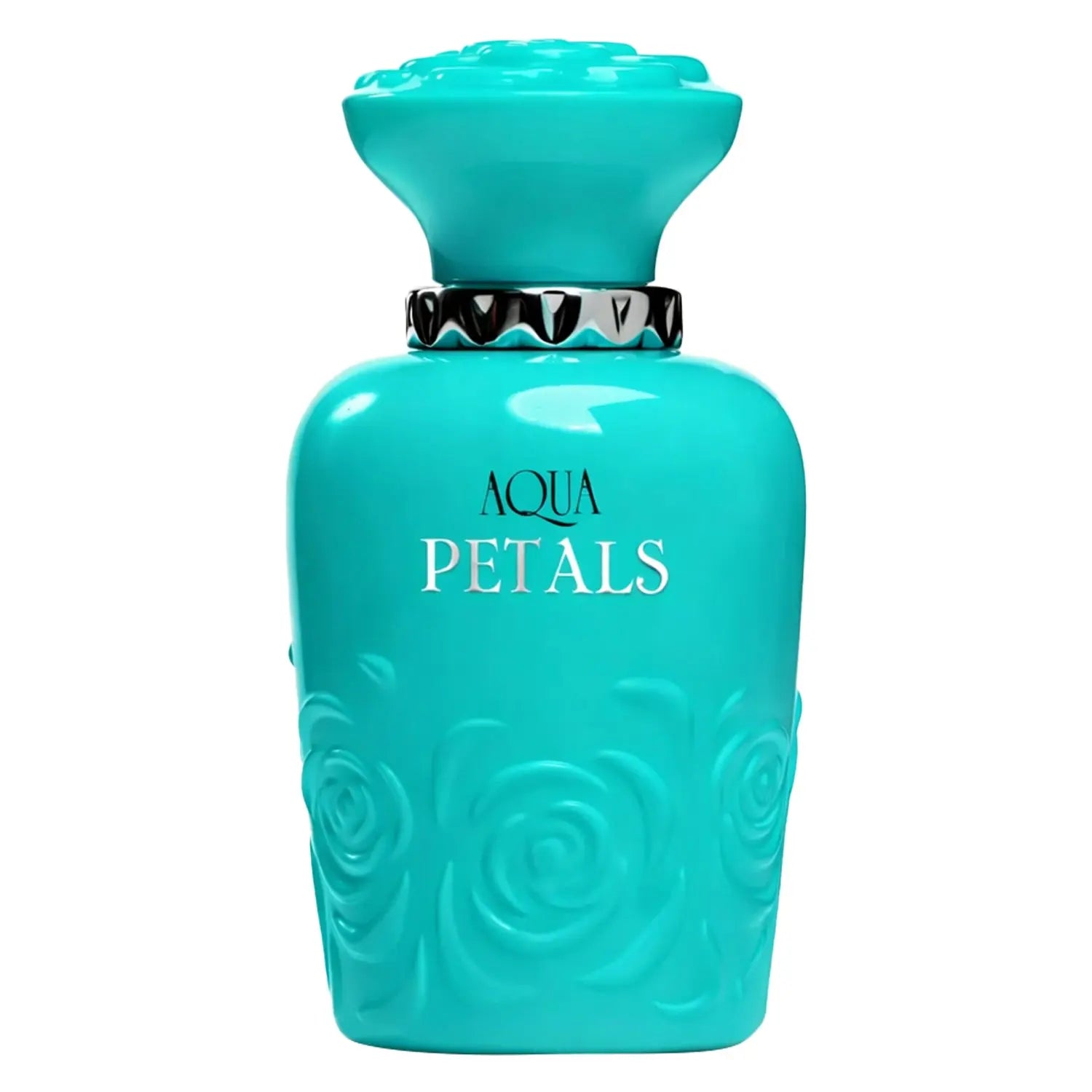 Bin Kamal Perfumes Coral Aqua Petals Women EDP 80ml bottle with floral design and aqua-colored accents.