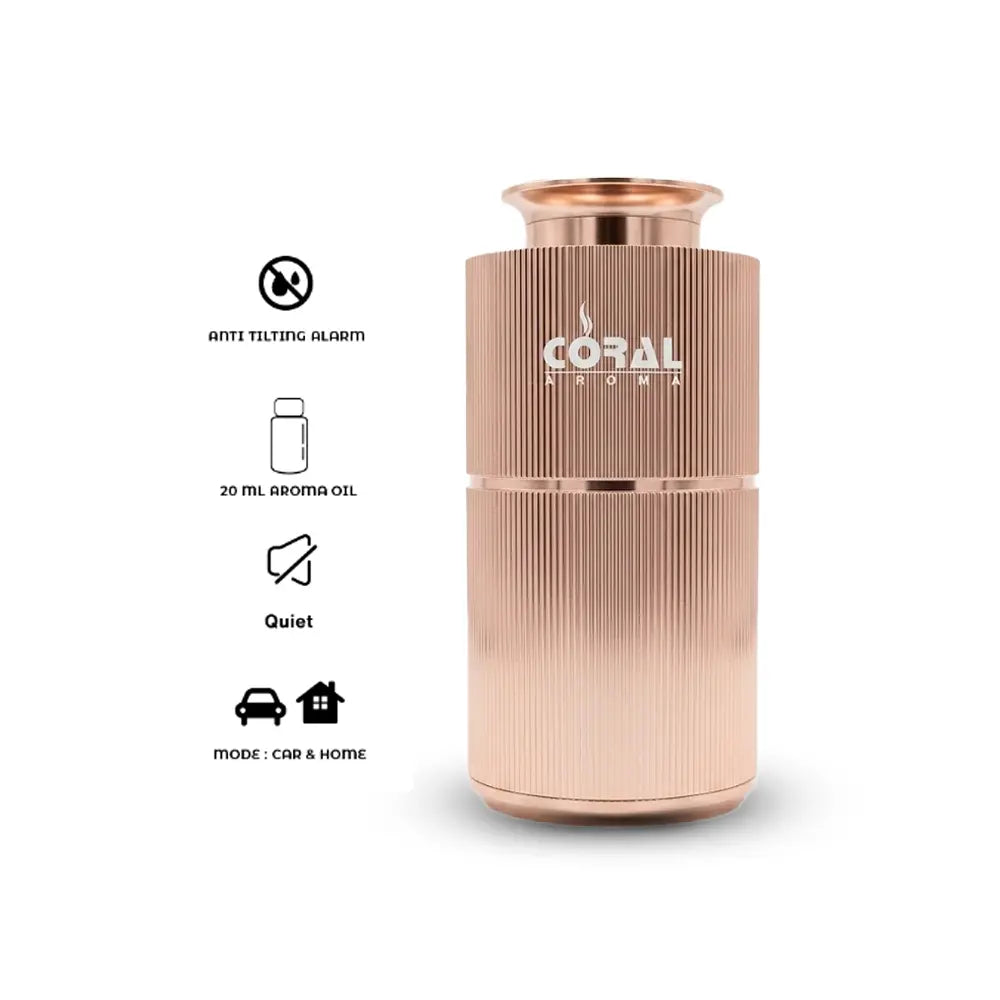 Coral Aroma Explore Car Diffuser - Rose Gold + 20Ml Oil