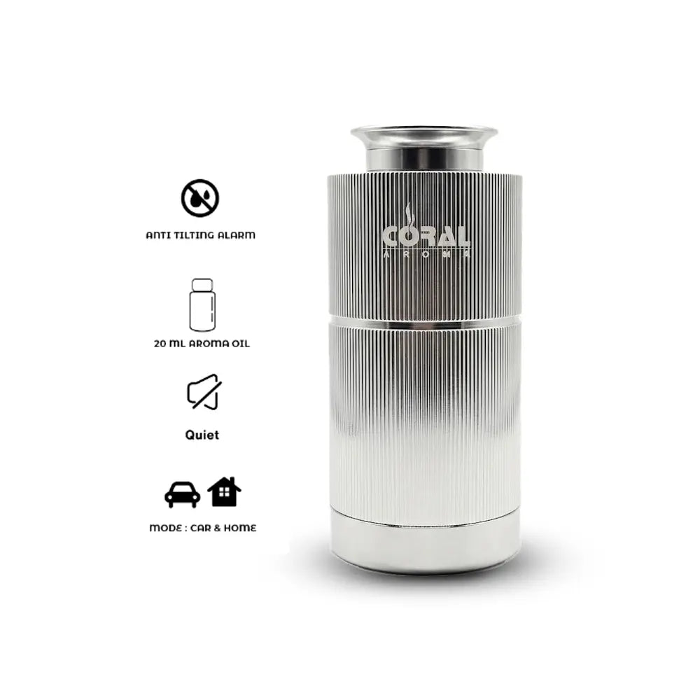 Coral Aroma Explore Car Diffuser - Silver + 20Ml Oil
