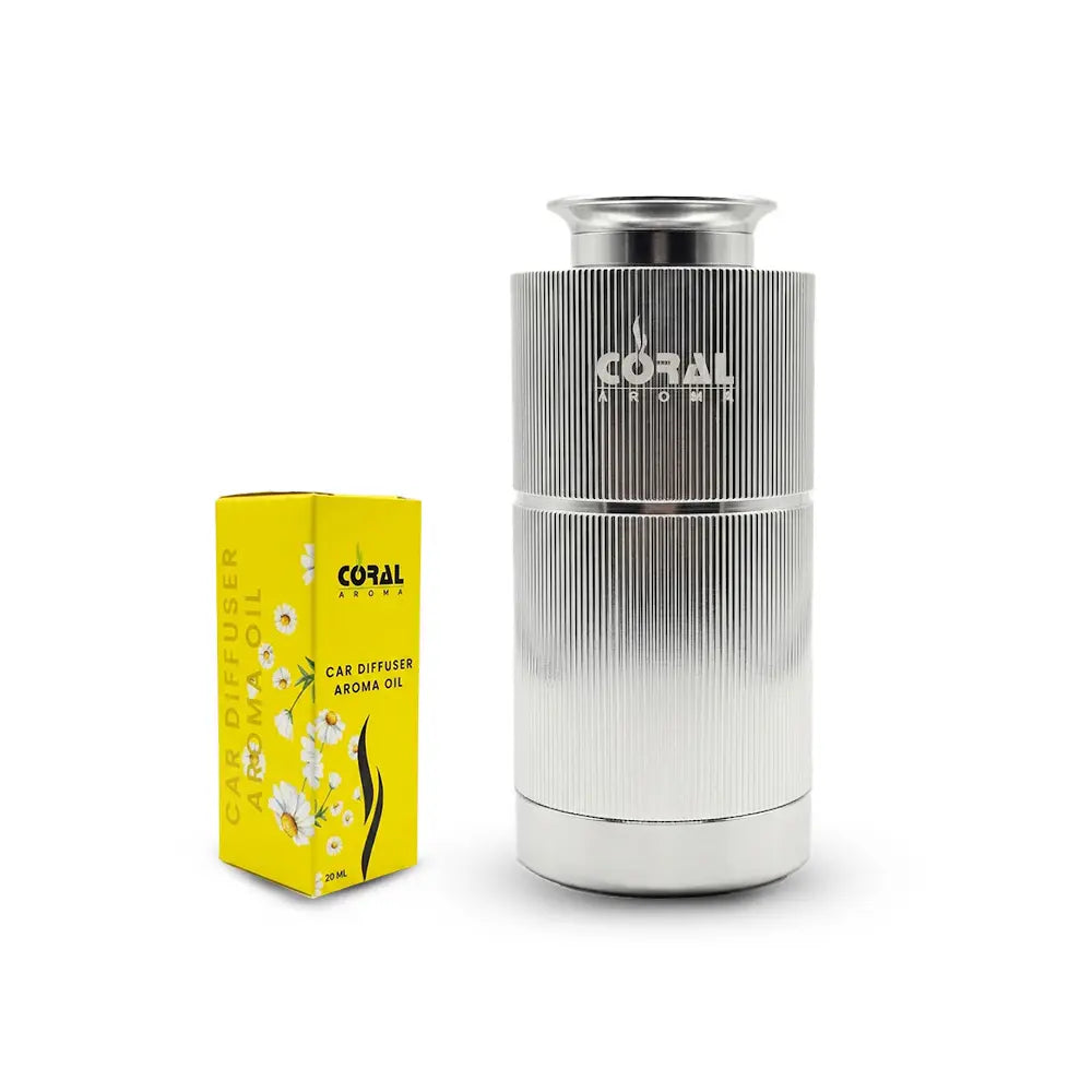 Coral Aroma Explore Car Diffuser - Silver + 20Ml Oil