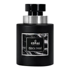 Black coral pearl for unisex EDP bottle, 100ml, from Bin Kamal Perfumes, featuring sleek black design and elegant packaging.