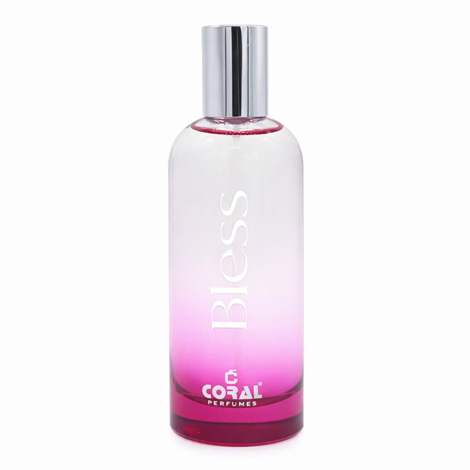 Bin Kamal Coral Bless For Women EDP bottle, 80ml, elegant floral perfume bottle with a coral-colored design.