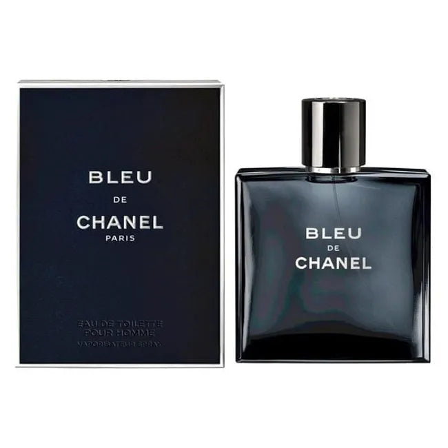Chanel Bleu for Men Eau de Toilette 150ml bottle with sleek blue and silver packaging, displayed on a white background.