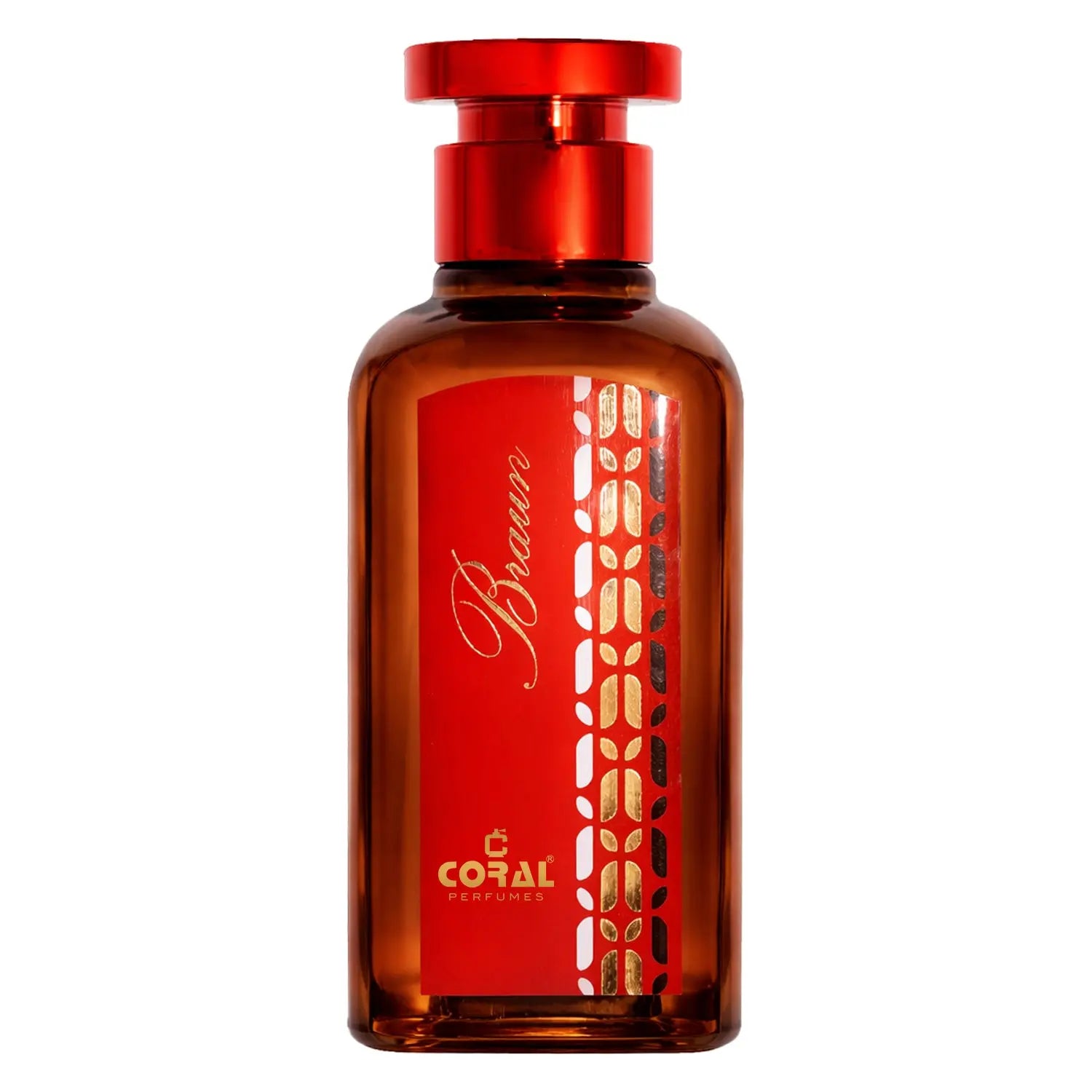 Coral Braun unisex parfum bottle in 100ml, featuring a sleek design from Bin Kamal Perfumes.