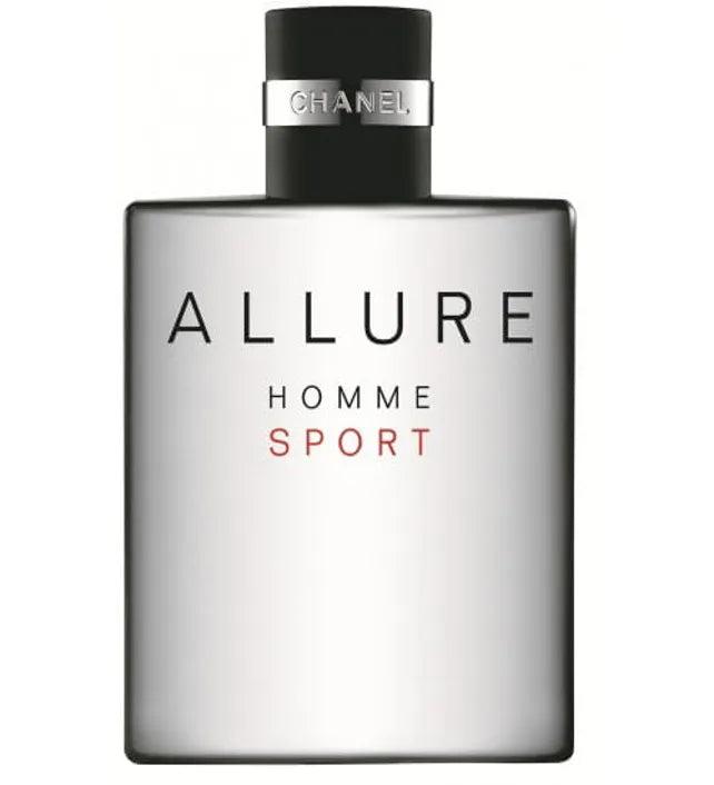 Chanel Allure Sport for Men Eau de Toilette 150ml bottle with sleek design and silver cap, displayed on a neutral background.