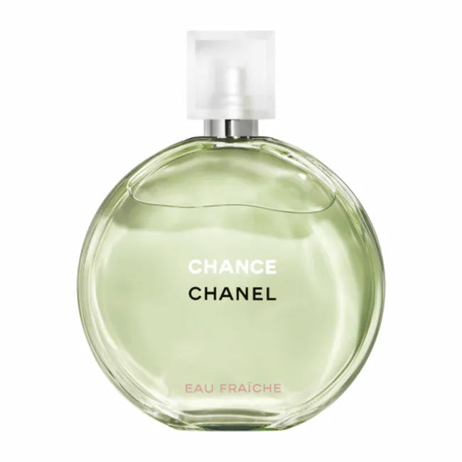 Chanel Chance Eau Fraiche for Women 100ml Eau de Toilette bottle with sleek design and floral accents on the packaging.